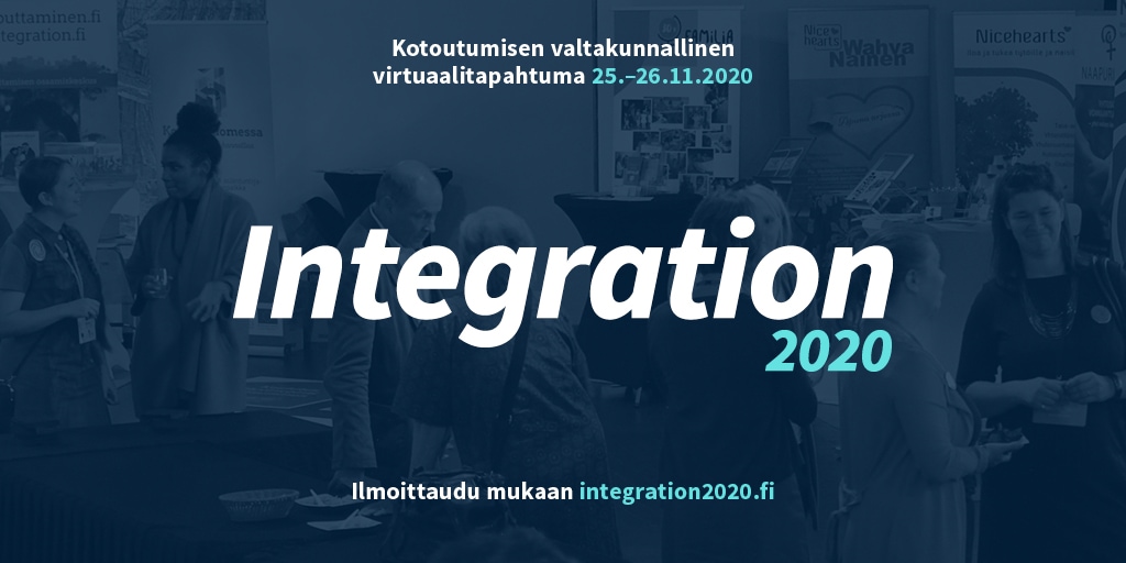 Kuvassa on Integration 2020 -tapahtuman visuaalinen ilme.