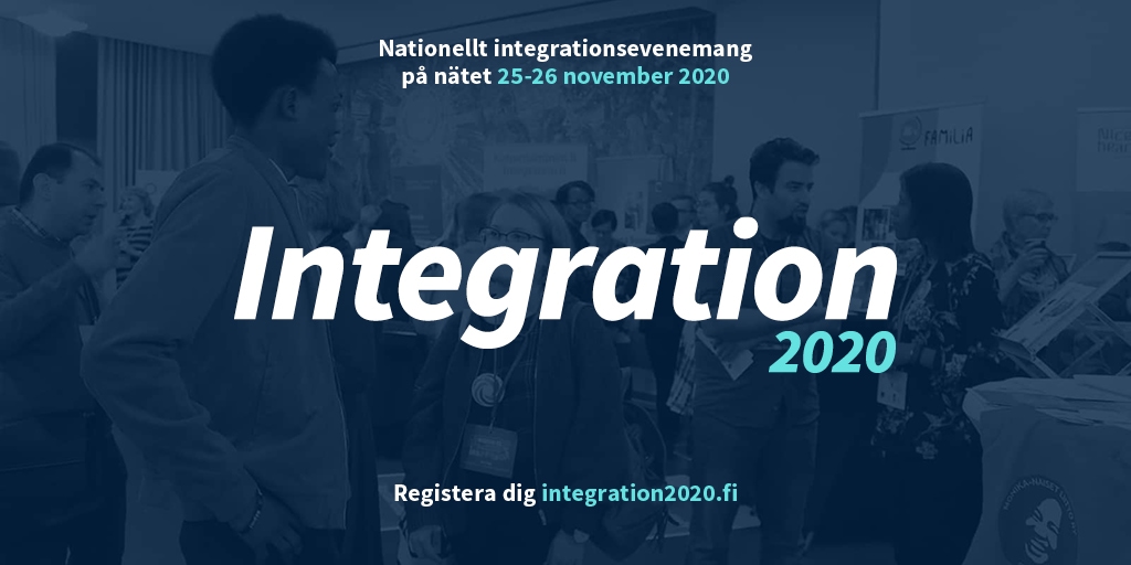I bilden finns det logo av Integration 2020 evenemanget